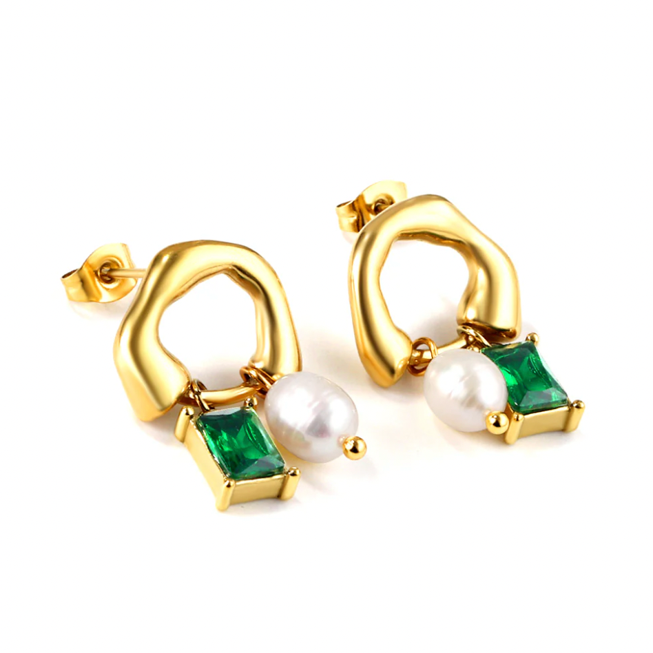 CARA Gemstone Pearl Earrings