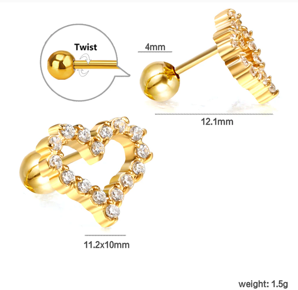DELIA Heart Diamond Earrings with Ball Clasp