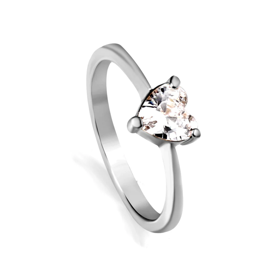 FARAH Silver Heart Diamond Ring
