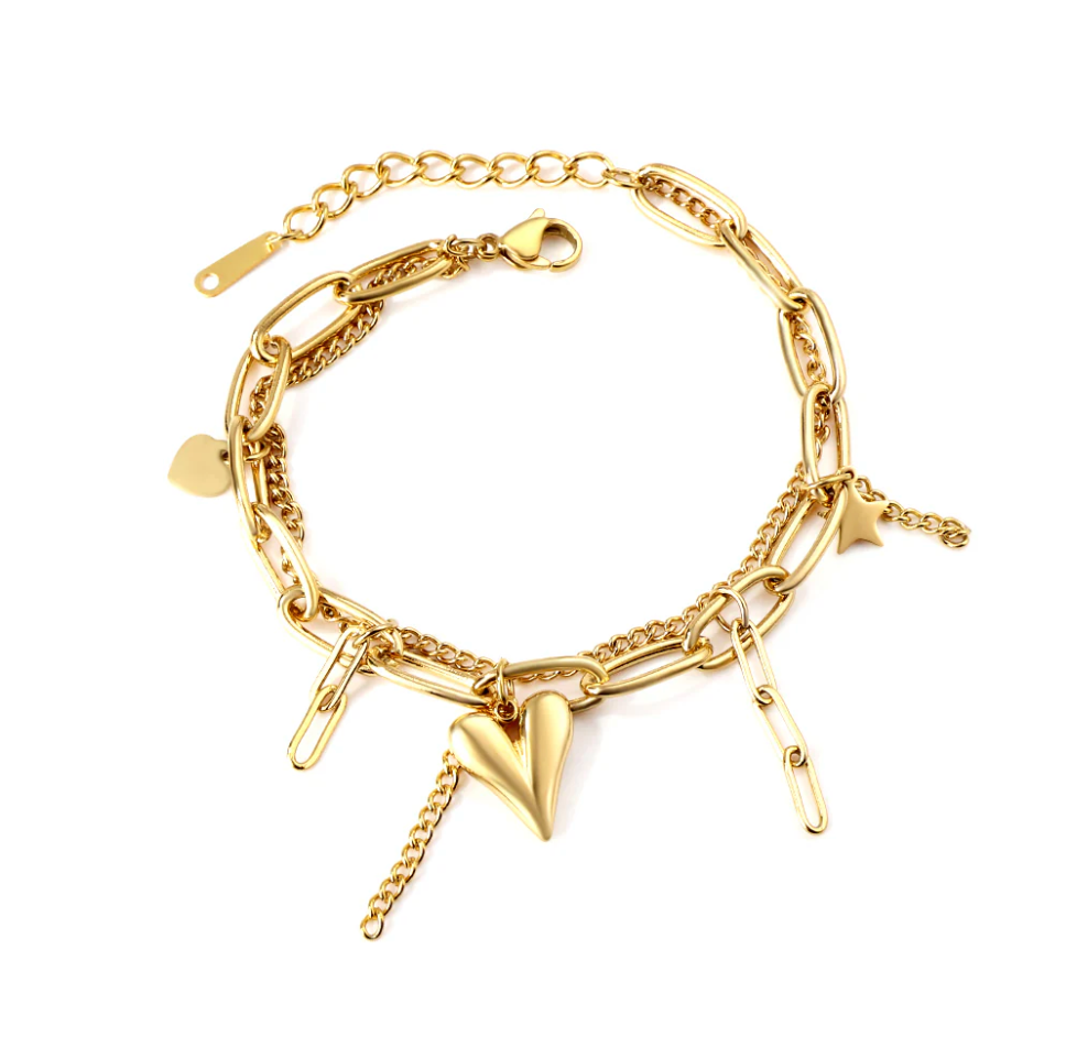 FINA Heart Charm Chain Bracelet