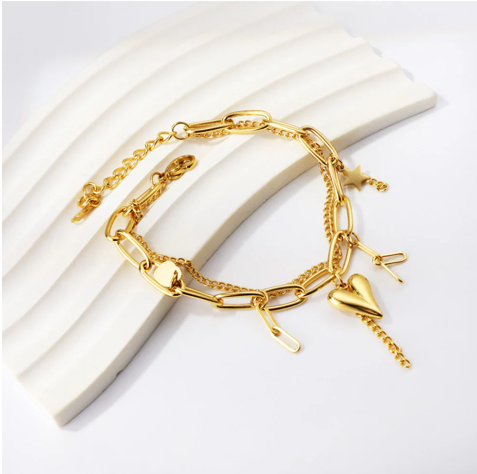FINA Heart Charm Chain Bracelet