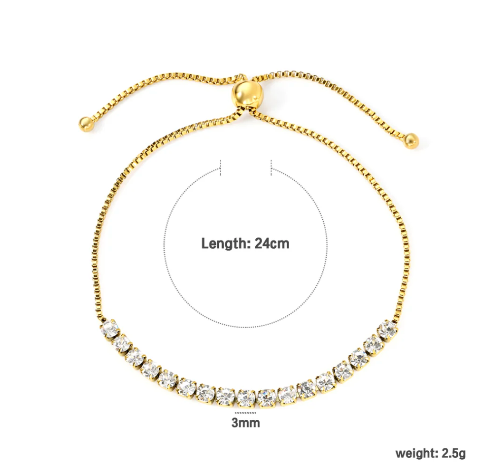 FRANCA adjustable Diamond Tennis Bracelet