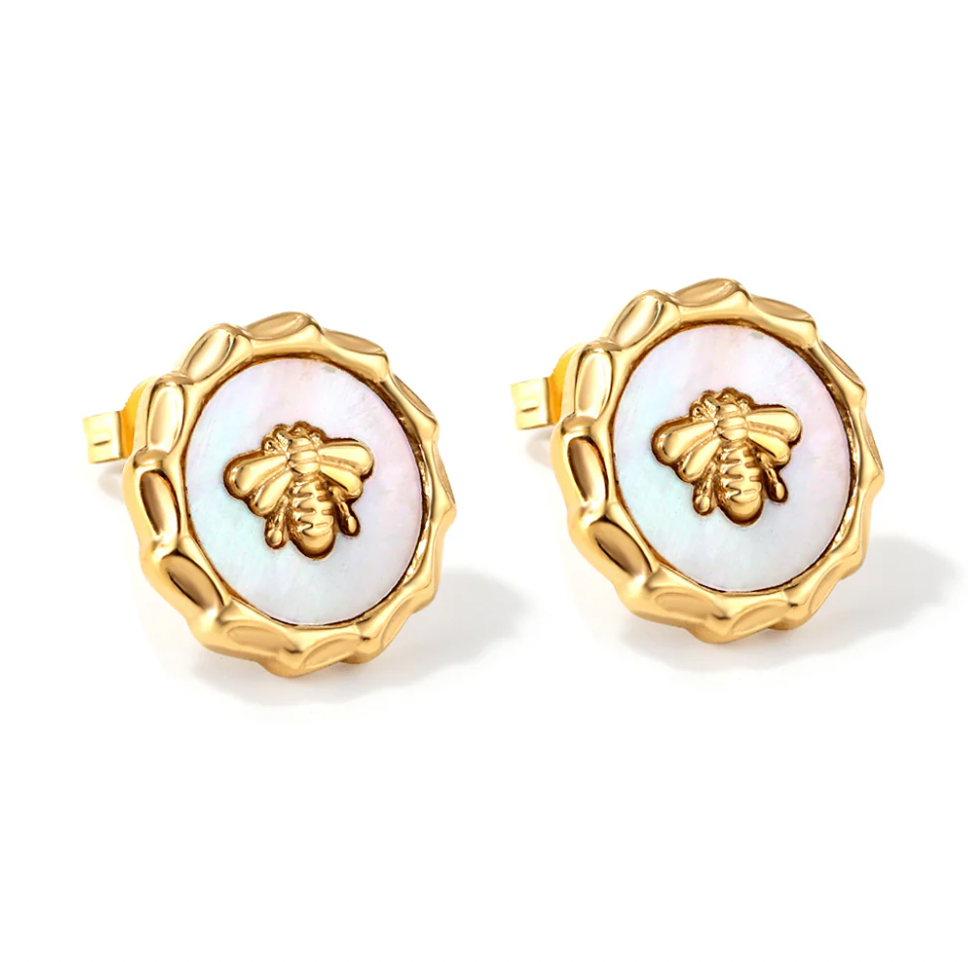 FLEUR Golden Bee Stud Earrings