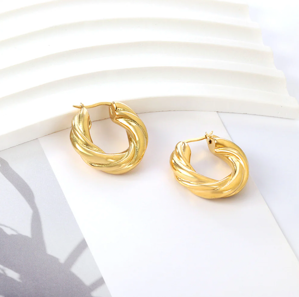 FRIDA Golden / Silver Twisted Hoop Earrings