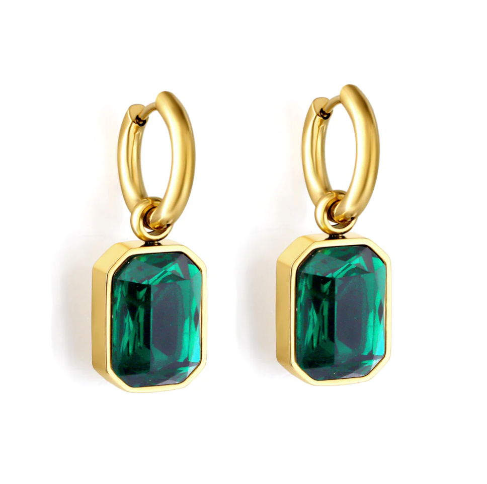 CARA Green Emerald Gemstone Earrings