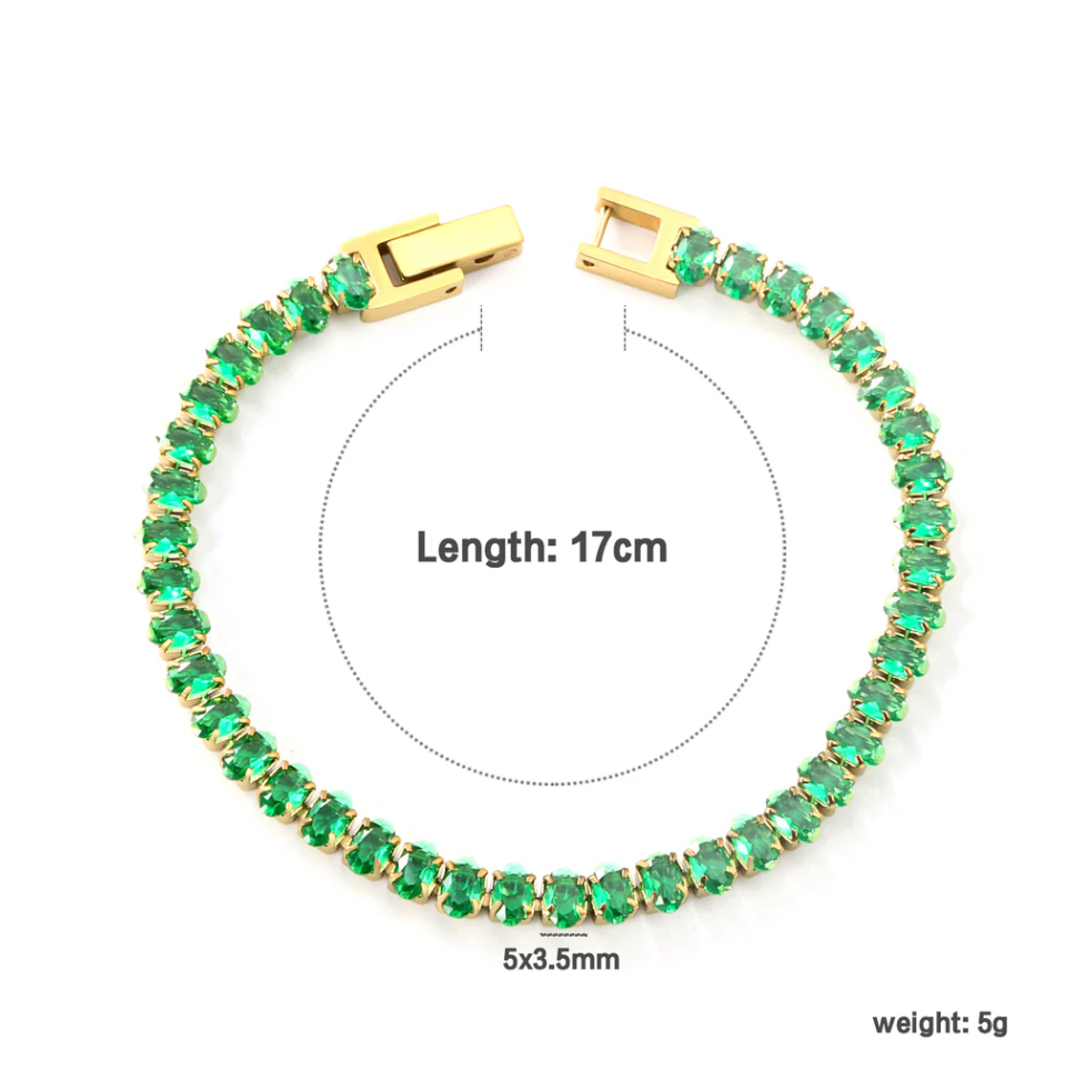CARA Green Emerald Gemstone Tennis Bracelet