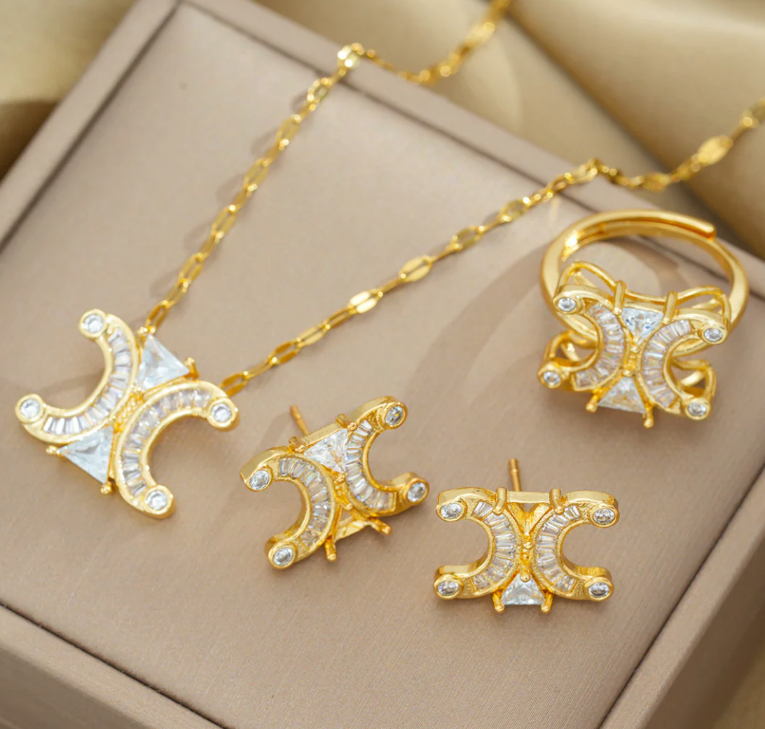 GABY Golden Celine Statement Earrings Studs