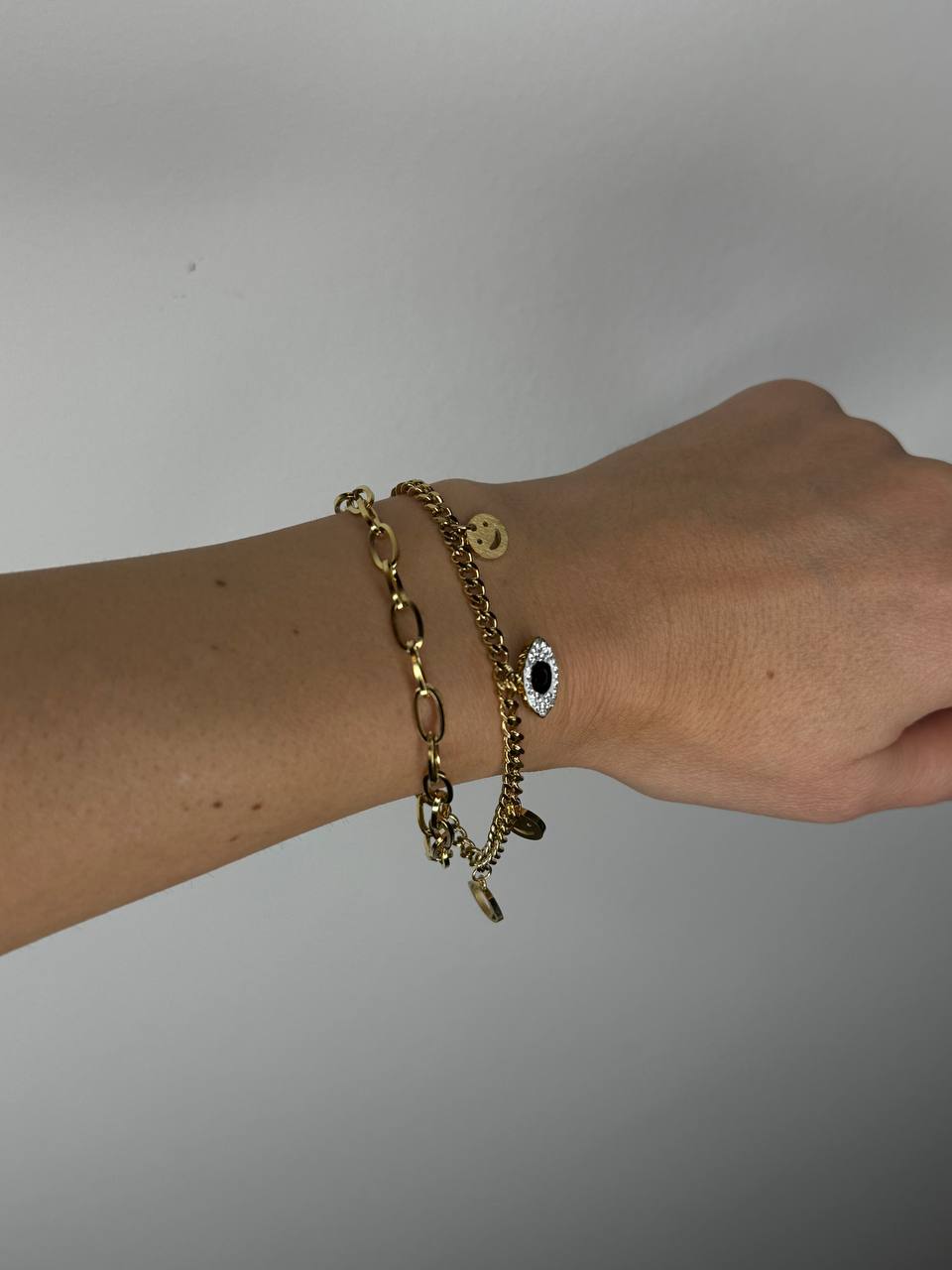 CHARLIE Evil Eye Double Chain Charm Bracelet