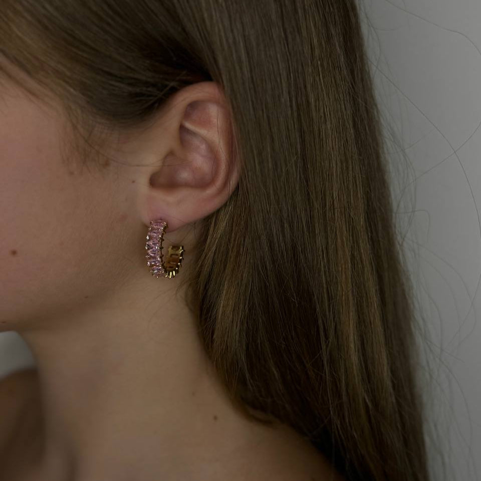 CORA Earrings With Pink Zirconia