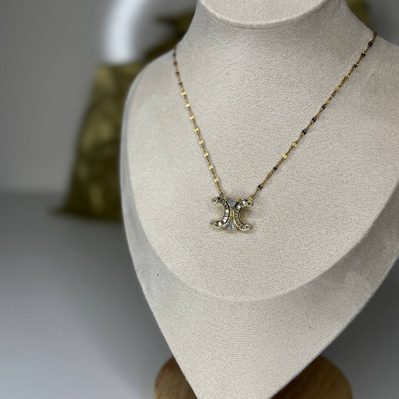 GABY Golden Celine Pendant Statement Necklace