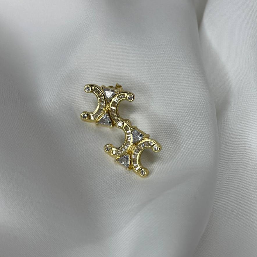 GABY Golden Celine Statement Earrings Studs