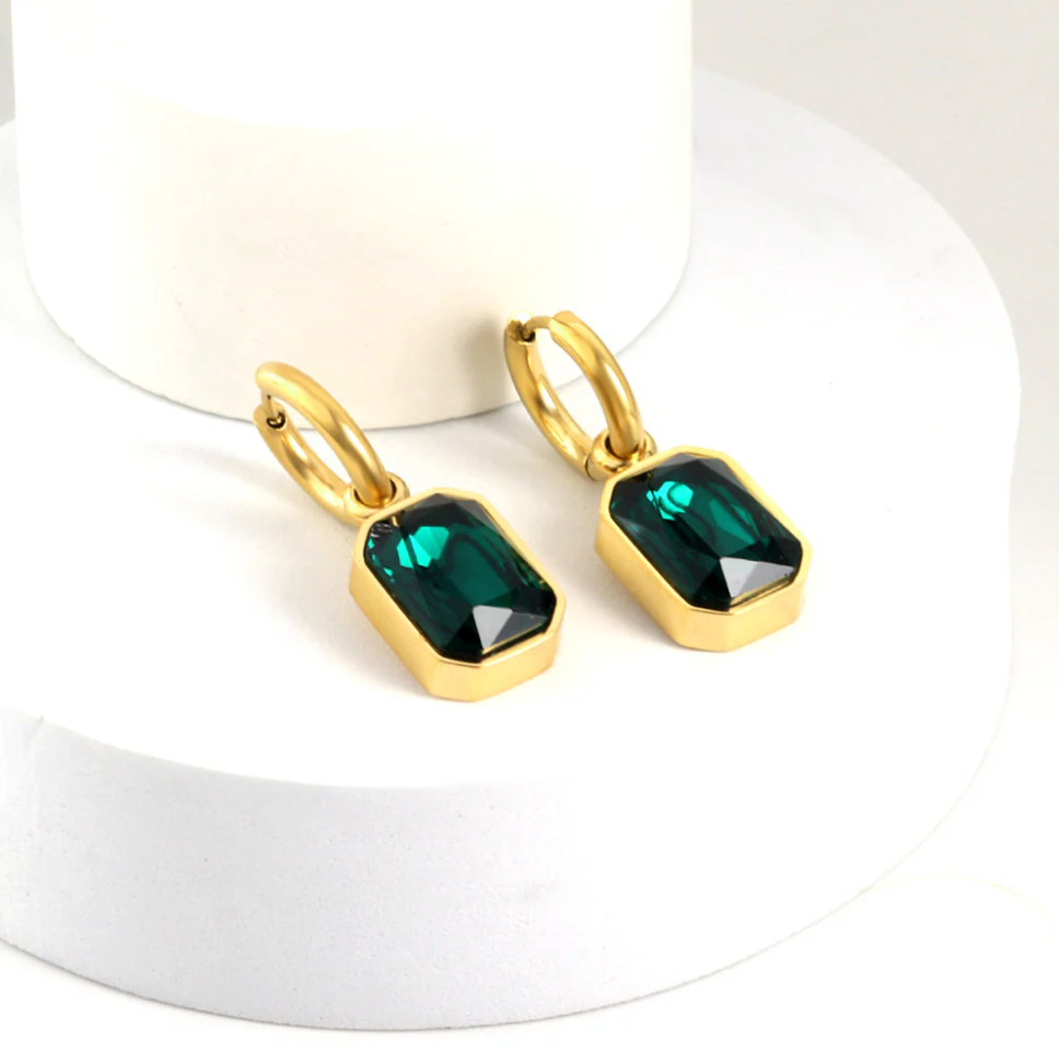 CARA Green Emerald Gemstone Earrings