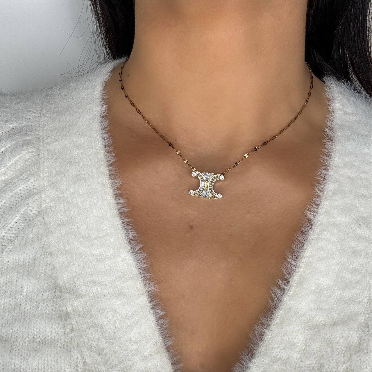 GABY Golden Celine Pendant Statement Necklace