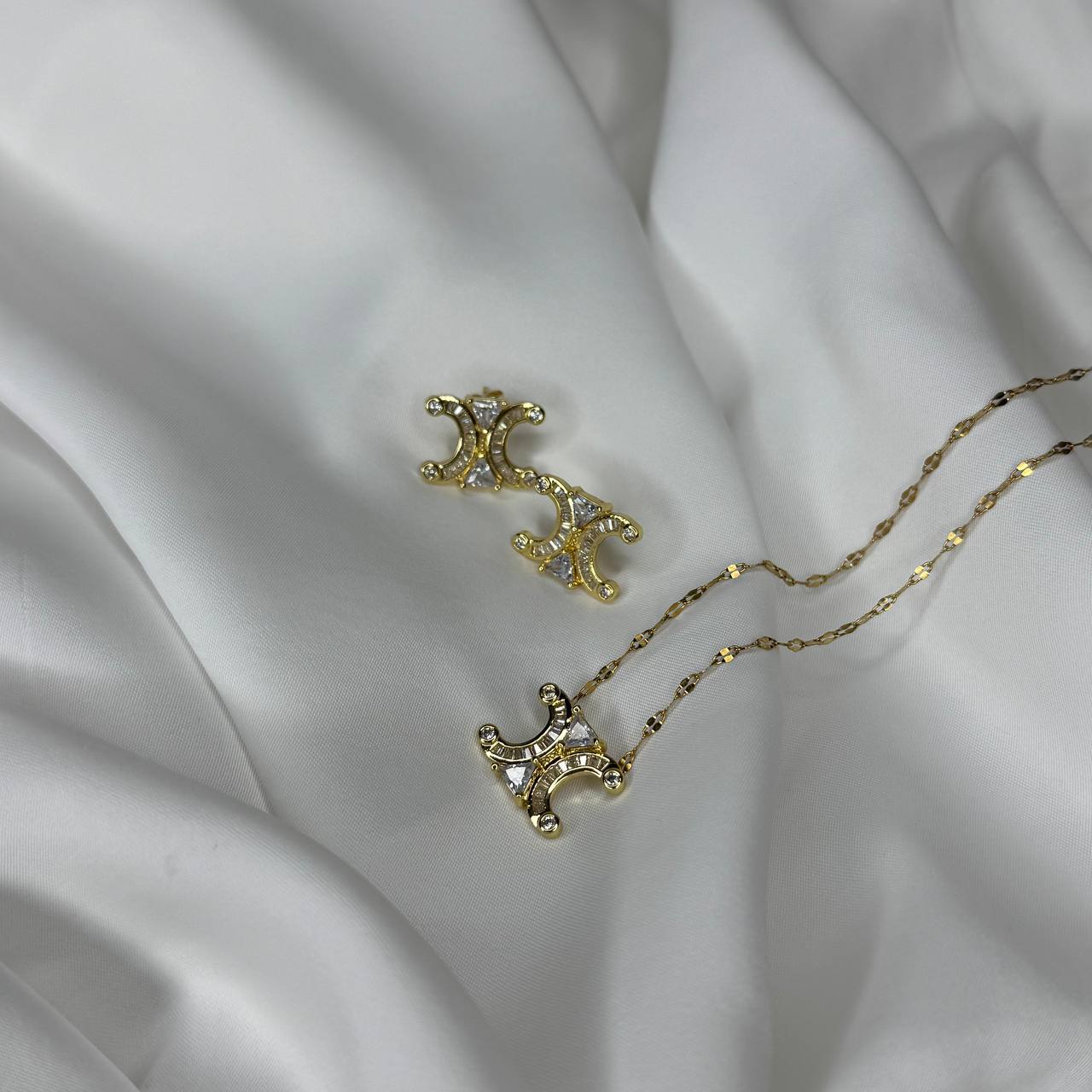 GABY Golden Celine Pendant Statement Necklace